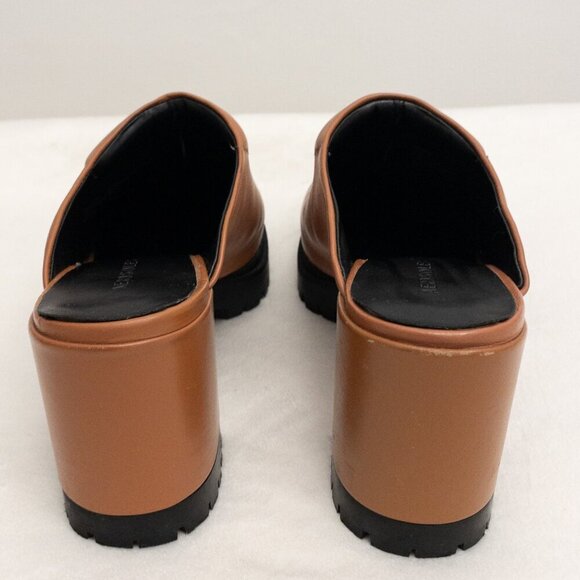 Aerosoles Brown Chunky Heel Clog Mules – Size 8.5M Slip-On Faux Leather Comfort - Picture 3 of 5